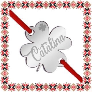 Martisor Bratara Inox Trifoi Argintiu Nume Catalina