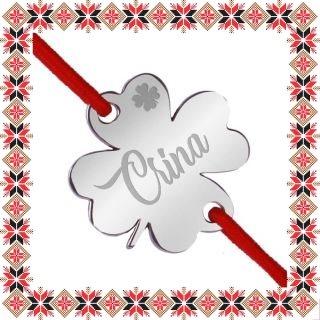 Martisor Bratara Inox Trifoi Argintiu Nume Crina