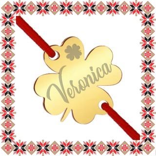 Martisor Bratara Inox Trifoi Auriu Nume Veronica