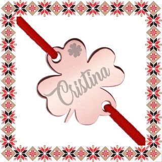 Martisor Bratara Inox Trifoi Rose Gold Nume Cristina