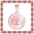 Martisor Pandantiv Inox Banut Pietre Yoga Lotus Rose Gold