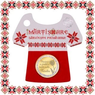 Martisor Brosa Inox Banut Pietre Nume Florentina Auriu