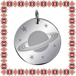 Martisor Pandantiv Inox Banut Argintiu Planeta Saturn
