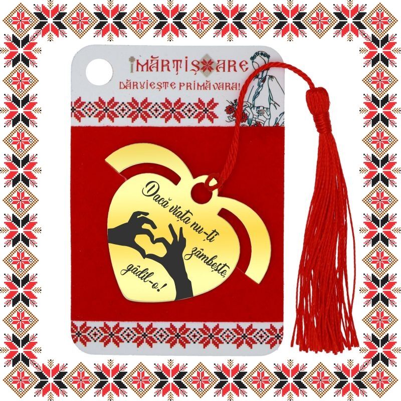 Diacar Inima Martisor Semn de Carte Inox Inima Aurie Daca viata