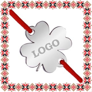 Martisor Bratara Inox Trifoi Argintiu Personalizat Logo