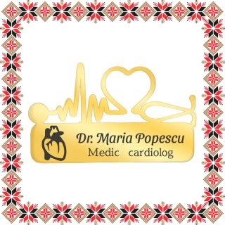 Martisor Personalizat Brosa Inox Stetoscop Doctor Cardiolog