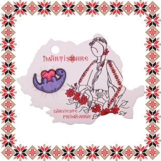 Martisor Brosa Dinozaur Inima