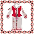 Bratara martisor Rosu Alb Motive Traditionale Rotund Floare