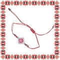 Bratara martisor Rosu Alb Motive Traditionale Floare