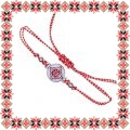 Bratara martisor Rosu Alb Motive Traditionale Rotund Floricica