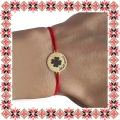 Martisor Bratara Inox Praf de Stele Banut Auriu Trifoi Mult Noroc