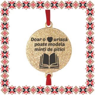 Martisor Bratara Inox Praf de Stele Banut Auriu Inima Uriasa