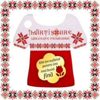 Martisor Brosa Inox Floare Aurie Dedicatie Fina