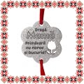 Martisor Bratara Inox Praf de Stele Floare Argintie Urare Mama