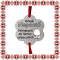 Martisor Bratara Inox Praf de Stele Floare Argintie Urare Nepoata