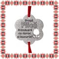 Martisor Bratara Inox Praf de Stele Floare Argintie Urare Fiica