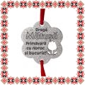 Martisor Bratara Inox Praf de Stele Floare Argintie Urare Matusa