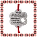 Martisor Bratara Inox Praf de Stele Floare Argintie Urare Prietena