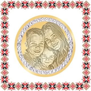 Martisor Personalizat Brosa Inox Banut Auriu Pietre Poza