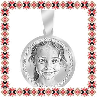 Martisor Personalizat Pandantiv Inox Banut Argintiu Pietre Poza