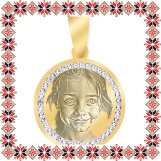 Martisor Personalizat Pandantiv Inox Banut Auriu Pietre Poza