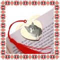 Martisor Personalizat Semn de Carte Inox Inima Aurie Poza