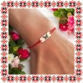 Martisor Bratara Inox Placuta Rose Gold Fluture Gingas