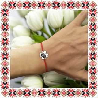 Martisor Bratara Inox Trifoi Argintiu Floare Trandafir