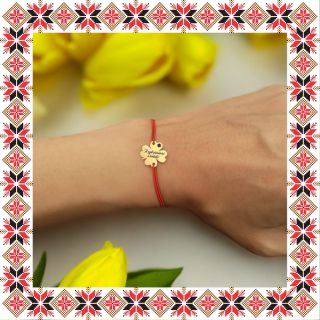 Martisor Bratara Inox Trifoi Auriu A Venit Primavara Zambeste