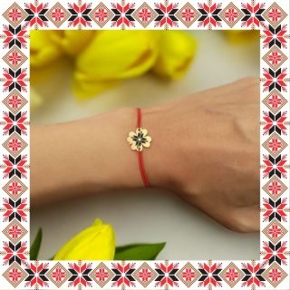 Martisor Bratara Inox Trifoi Auriu Floare Motive Traditionale