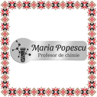 Martisor Personalizat Brosa Ecuson Inox Argintiu Profesor Chimie Nume