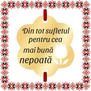 Martisor Bratara Inox Placat Aur 18K Floare Lalea Dedicatie Nepoata