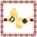 Martisor Bratara Inox Placat Aur 18K Fluture Trifoi Initiala D