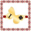 Martisor Bratara Inox Placat Aur 18K Fluture Trifoi Initiala I