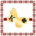 Martisor Bratara Inox Placat Aur 18K Fluture Trifoi Initiala K