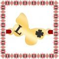 Martisor Bratara Inox Placat Aur 18K Fluture Trifoi Initiala L