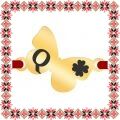 Martisor Bratara Inox Placat Aur 18K Fluture Trifoi Initiala Q