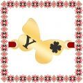 Martisor Bratara Inox Placat Aur 18K Fluture Trifoi Initiala Y