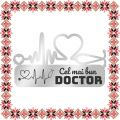 Martisor Brosa Ecuson Medical Inox Argintiu Stetoscop Cel mai bun Doctor