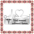 Martisor Brosa Ecuson Medical Inox Argintiu Stetoscop Oamenii salveaza Lumea