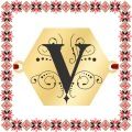 Martisor Bratara Inox Placat Aur 18K Hexagon Initiala V