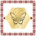 Martisor Bratara Inox Placat Aur 18K Hexagon Fluture si Luna