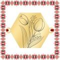 Martisor Bratara Inox Placat Aur 18K Hexagon Flori de Lalele