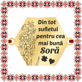 Martisor Bratara Inox Placat Aur 18K Hexagon Zambila Urare Sora