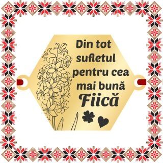 Martisor Bratara Inox Placat Aur 18K Hexagon Zambila Urare Fiica