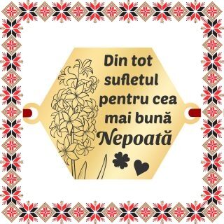 Martisor Bratara Inox Placat Aur 18K Hexagon Zambila Urare Nepoata