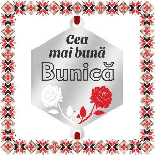 Martisor Bratara Inox Argintiu Hexagon Trandafiri Dedicatie Bunica