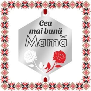 Martisor Bratara Inox Argintiu Hexagon Trandafiri Dedicatie Mama