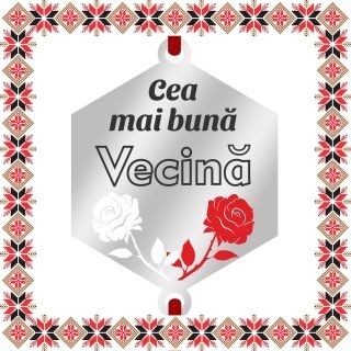 Martisor Bratara Inox Argintiu Hexagon Trandafiri Dedicatie Vecina