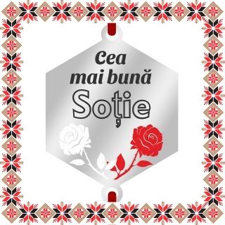 Martisor Bratara Inox Argintiu Hexagon Trandafiri Dedicatie Sotie